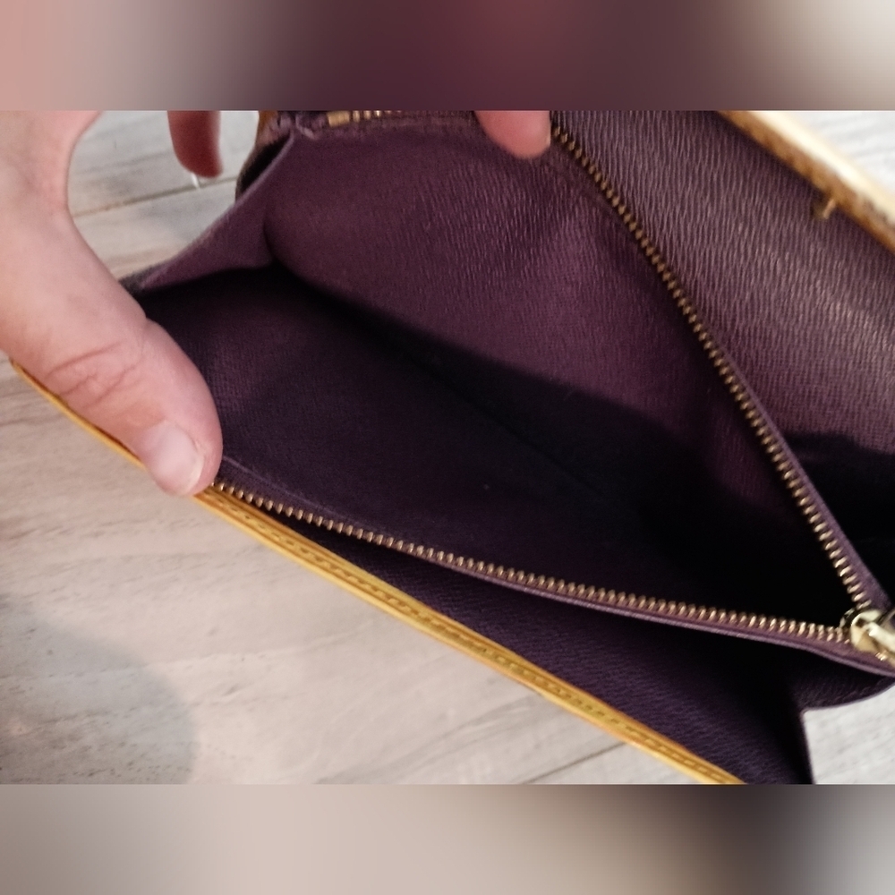 LOUIS VUITTON Epi Wallet Yellow Gold LV Purple Lining Bag Purse Authentic - Picture 10 of 13